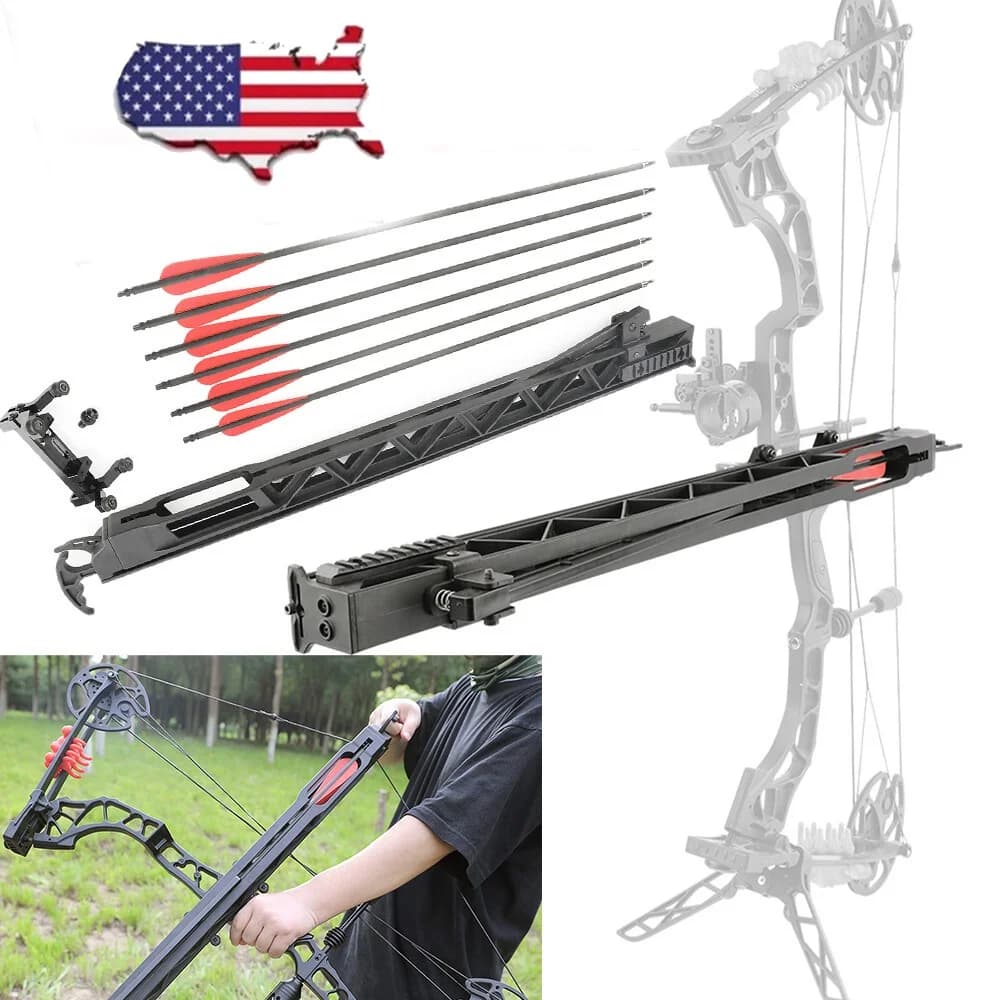 Arrow Launcher with Orbital Track Design and 6pcs Pure Carbon Arrows for Compound Recurve Bow Continuous Shooting Hunting Target Practice Outdoor Durable Archery Auxiliary Tool Accessories