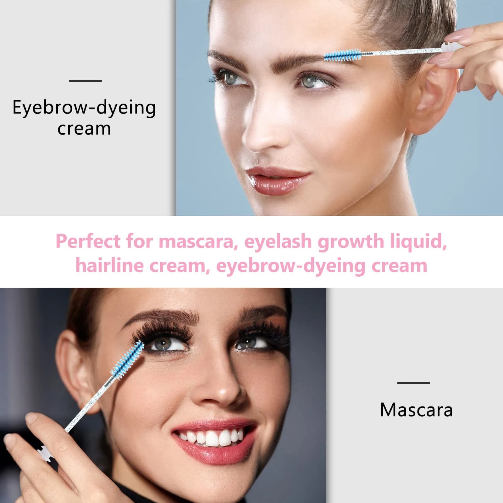 Set di 10 Spazzolini per Ciglia, Pettine per Ciglia e Sopracciglia, Strumento Portatile per l'Applicazione del Mascara