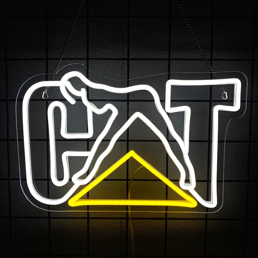 Insegna al neon a forma di gatto per decorazione da parete, luce al neon a LED per decorazione sala yoga, man cave, garage, officina, regalo per uomo, meccanici, amici