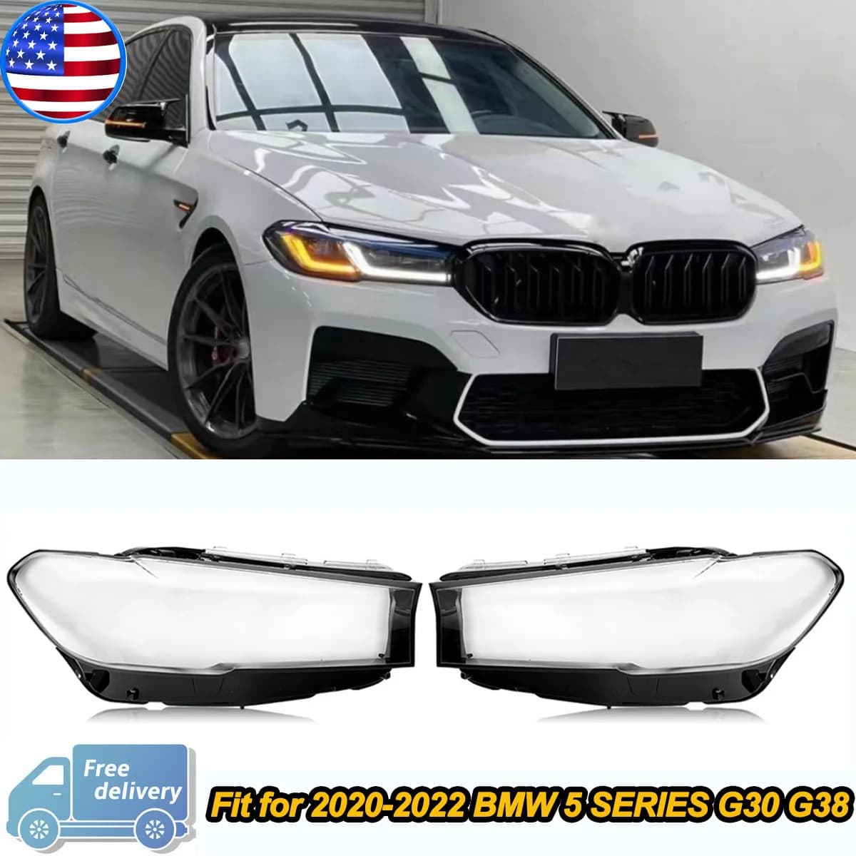 For BMW 5 Series G30 530i 540i 550i 2020-2023 Headlamp Lens Cover Left Right Lampshade Transparent Shell