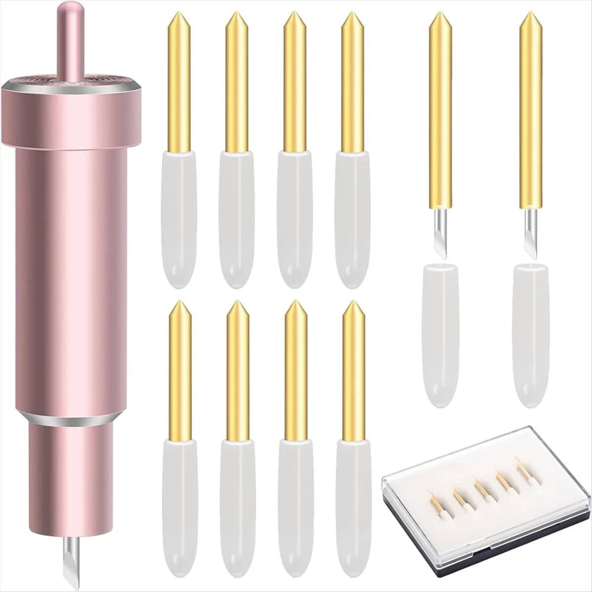 N88R Lama a punta fine premium da 11 pezzi con alloggiamento, per Cricut Maker, Maker 3 con alloggiamento per pellicola da taglio, vinile, adesivo