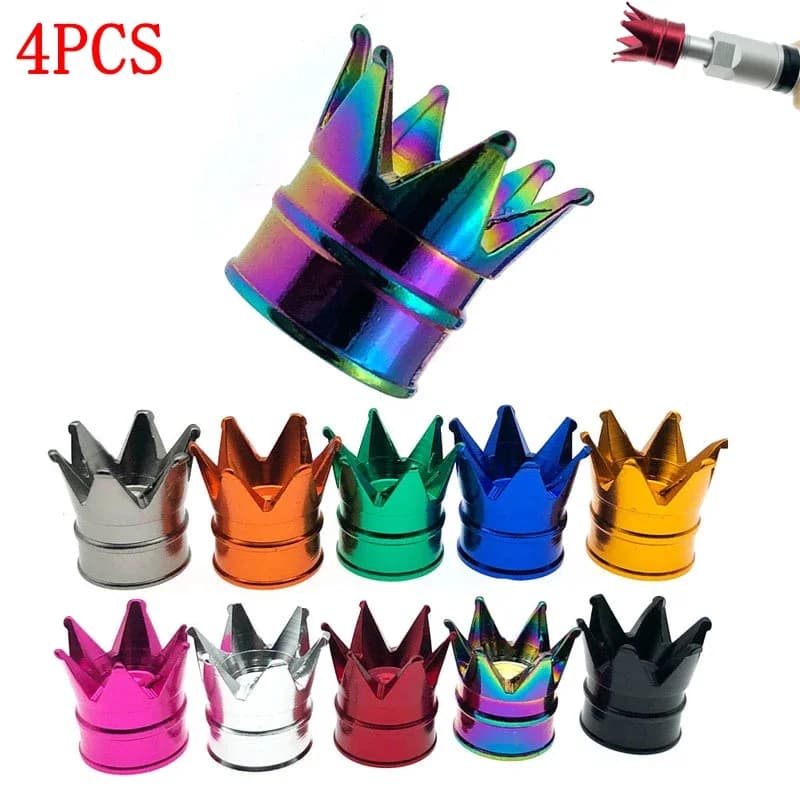 1/4 pezzi corona creativa in alluminio ruota per auto pneumatico valvola aria tappo stelo copertura antipolvere car styling decorativo decorazione esterna auto