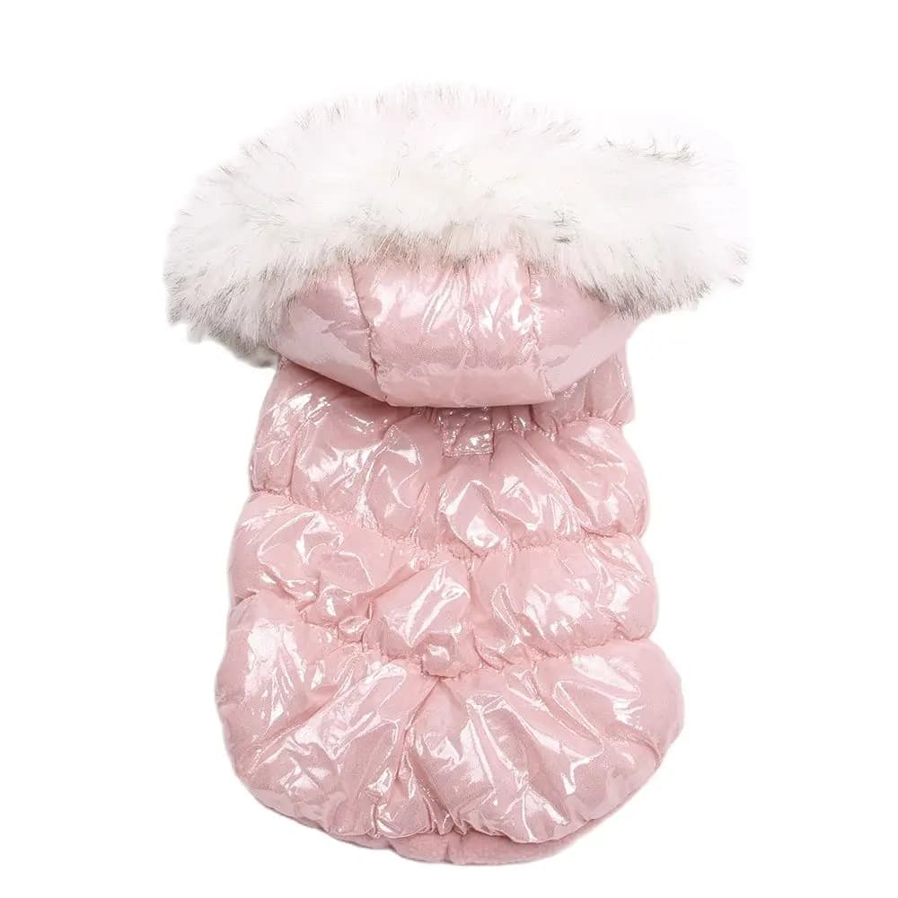 XKSRWE Cappotto caldo per cani e gatti con design con fibbia al guinzaglio Abito con cappuccio per cuccioli di animali domestici Abbigliamento invernale Completo 4 colori