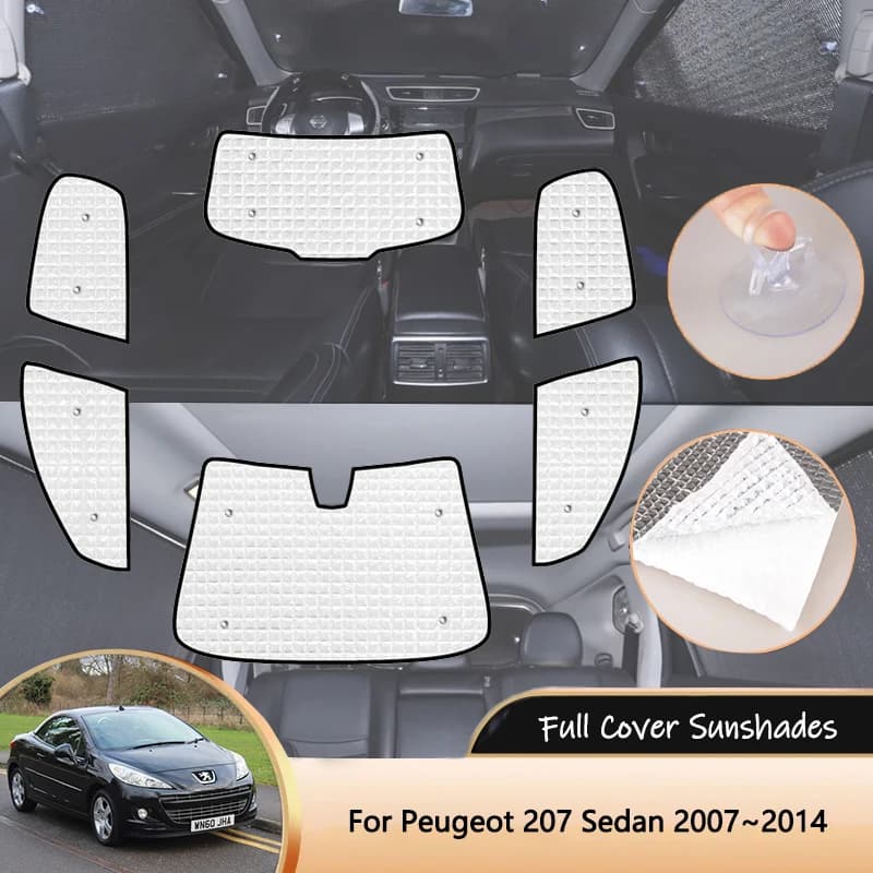 Per Peugeot 207 Berlina 2007 ~ 2014 2008 2009 2010 Copertura Completa Parasole Auto Protezione Solare Parabrezza Finestrino Laterale Visiera Accessori