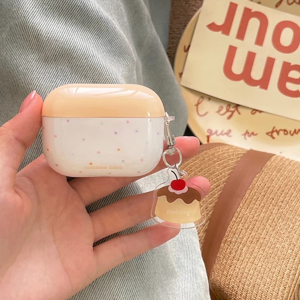 Protective Housing Ins Color Wave Point Pudding Cake for AirPods 1 or 2, 3, 4, AirPods Pro, Pro 2