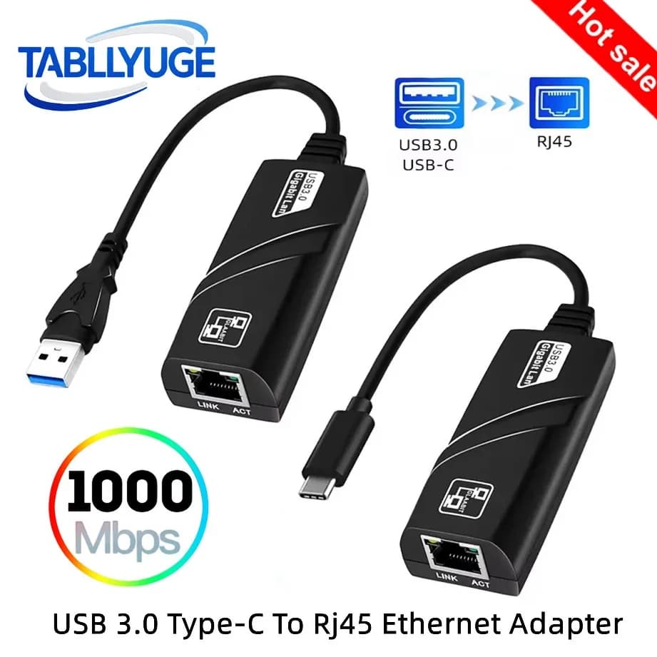 1000Mbps USB Type-C To Rj45 Lan Ethernet Adapter for PC Macbook Windows Laptop Desktop USB3.0 USB-C To Rj45 Wired Network Card