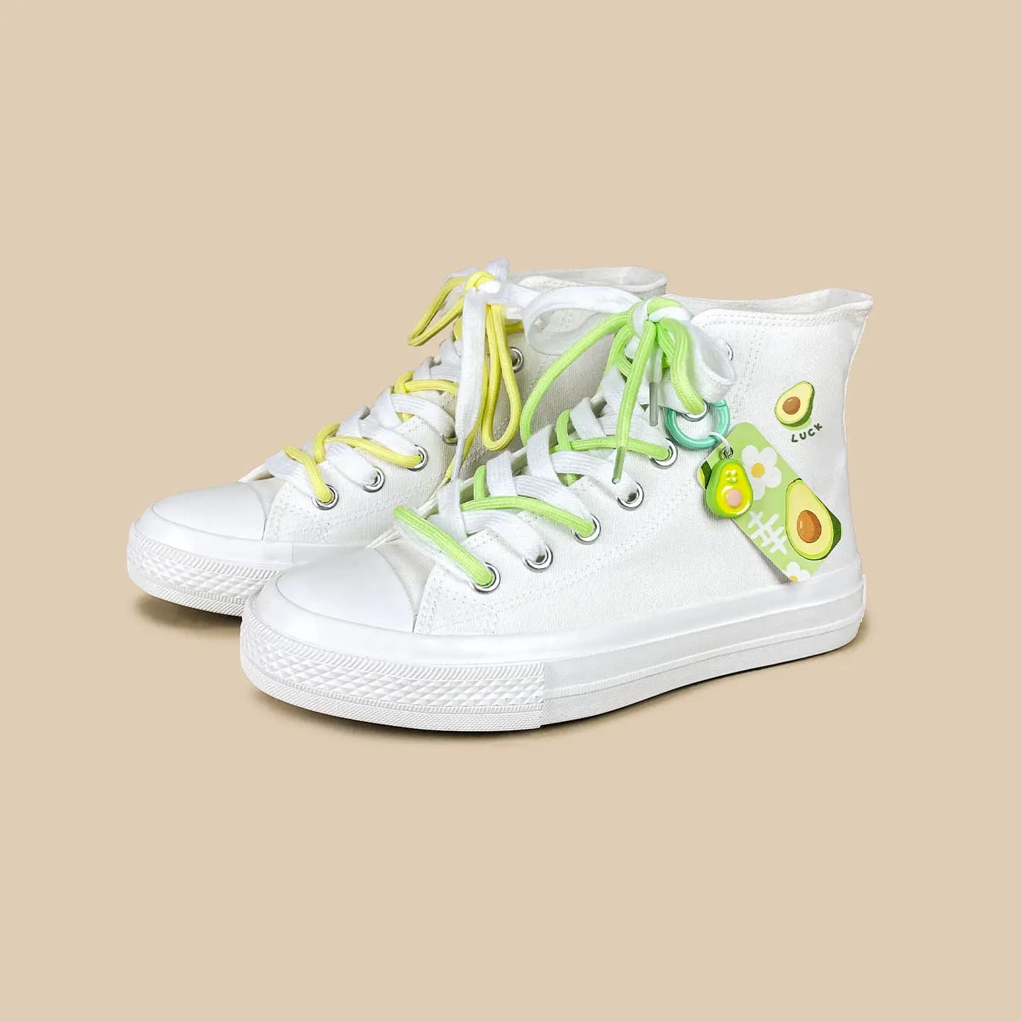 Sneakers alte in tela con stampa avocado originali e carine, scarpe con plateau Kawaii da donna per lo stile casual primaverile da strada