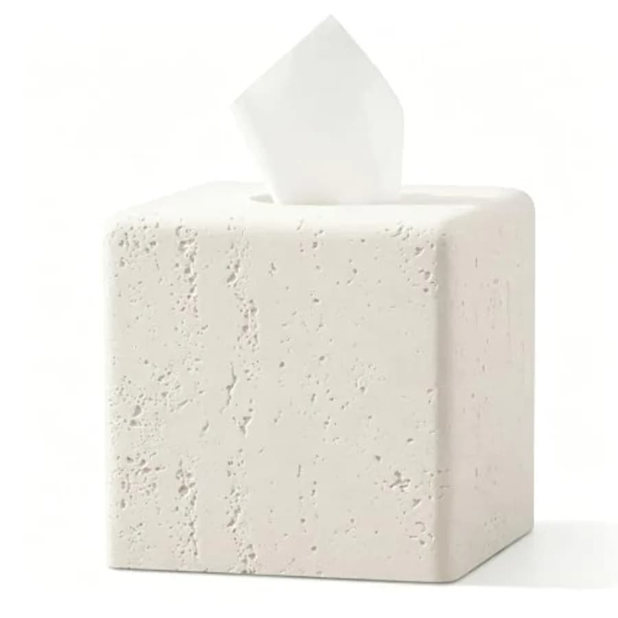 Tissue Box Cover Square, Resin Facial Tissue Holder Covers Toilet Paper Holder Decorative Travertine Paper Dispenser Home Decor