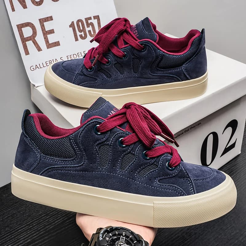 Sneakers casual da uomo alla moda, con tomaia in rete traspirante, suola in gomma antiscivolo, scarpe da passeggio quotidiane, comode per viaggi all'aperto, con lacci.