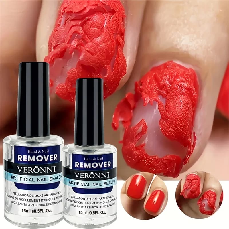 Nail glue removal device without cracks, oil for cuticles that does not damage, solvent for nail polish without acetone light and relaxing