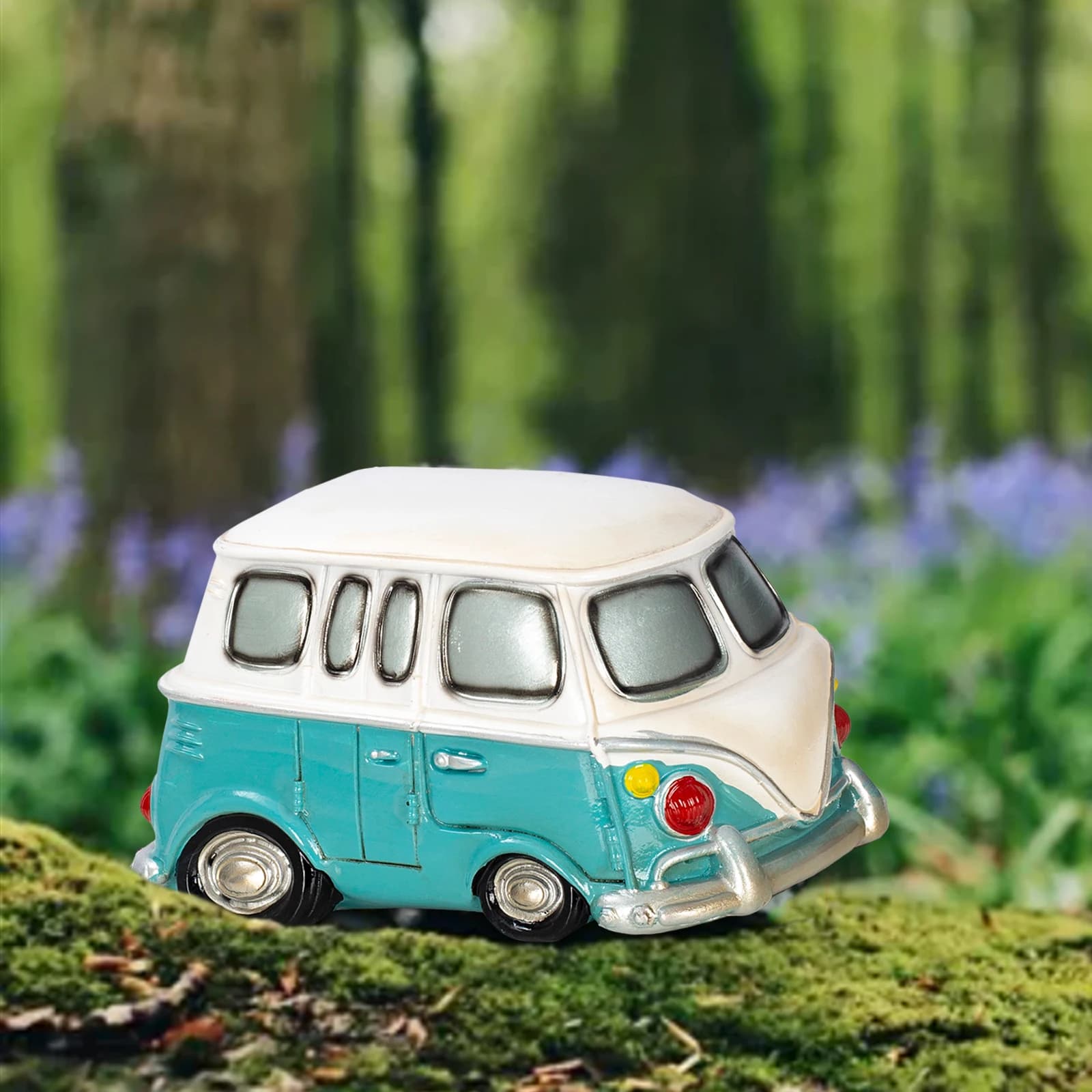 Classico autobus hippy salvadanaio da collezione Home Office Decor Centrotavola da tavolo Espositore per scaffali - Banca di risparmio a tema veicolo