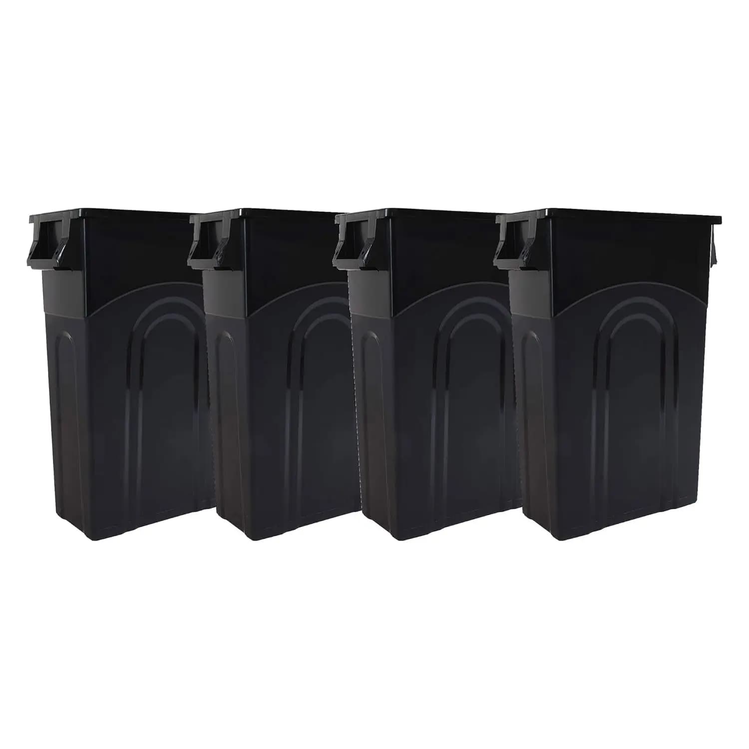 Cestino per Rifiuti Sottile da 23 Galloni, Confezione da 4, Nero, Design Salvaspazio con Facile Rimozione del Sacchetto per Uso Interno/Esterno