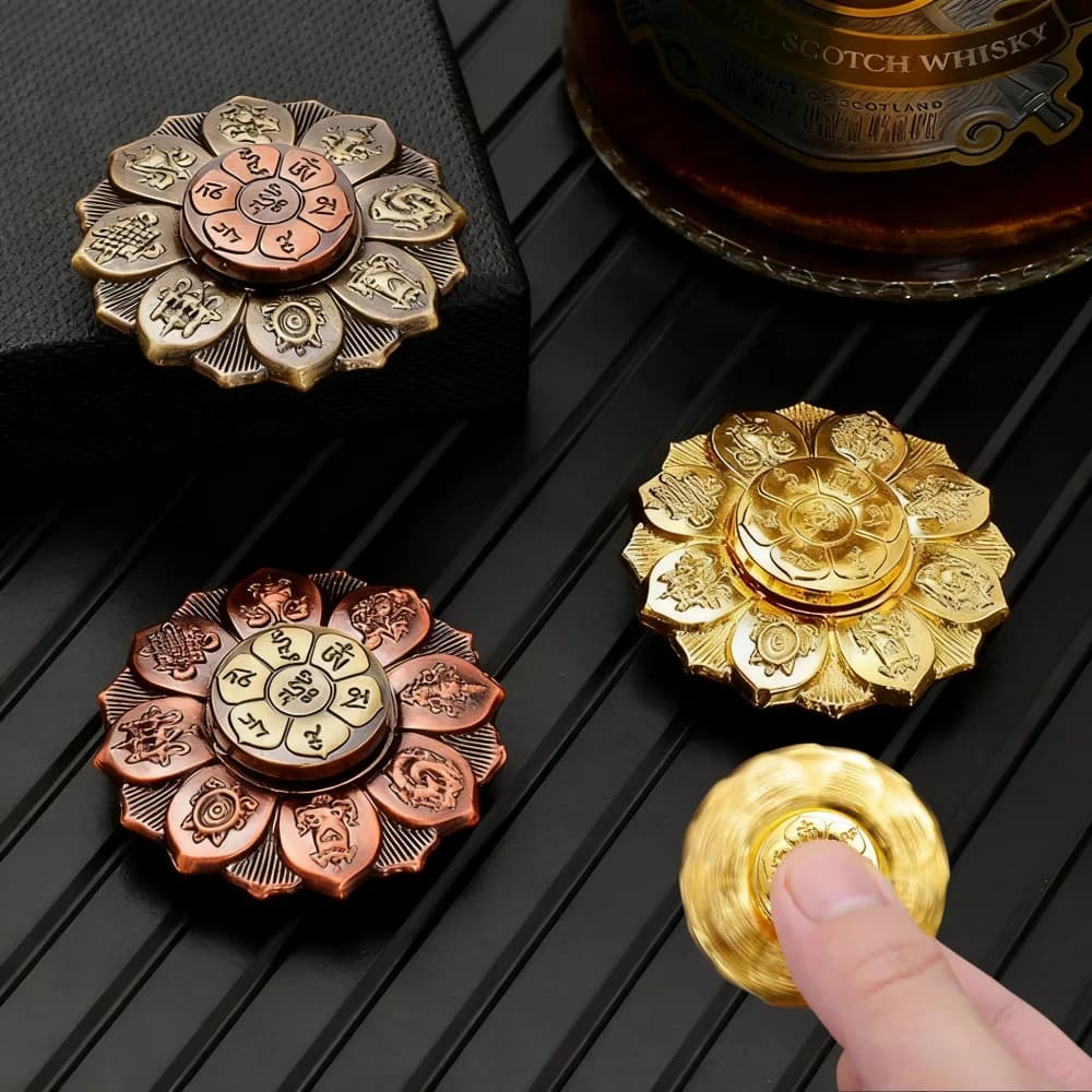 Occhio di Buddha Ruota di loto Punta delle dita a sei caratteri Top Fidget Lotus Significato di buon auspicio Pezzo portatile Giocattolo antistress per adulti