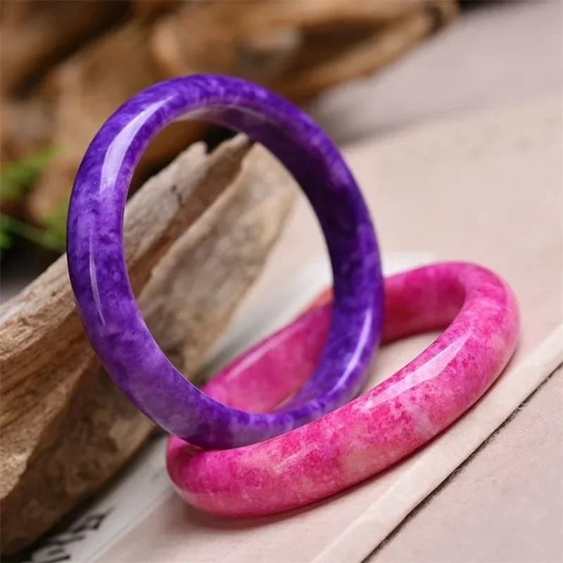 jade Pink Floating Bracelet With Shujulai Seeds Women's Bracelet With Dark Purple Blonde Flower Purple Red Jade Flower