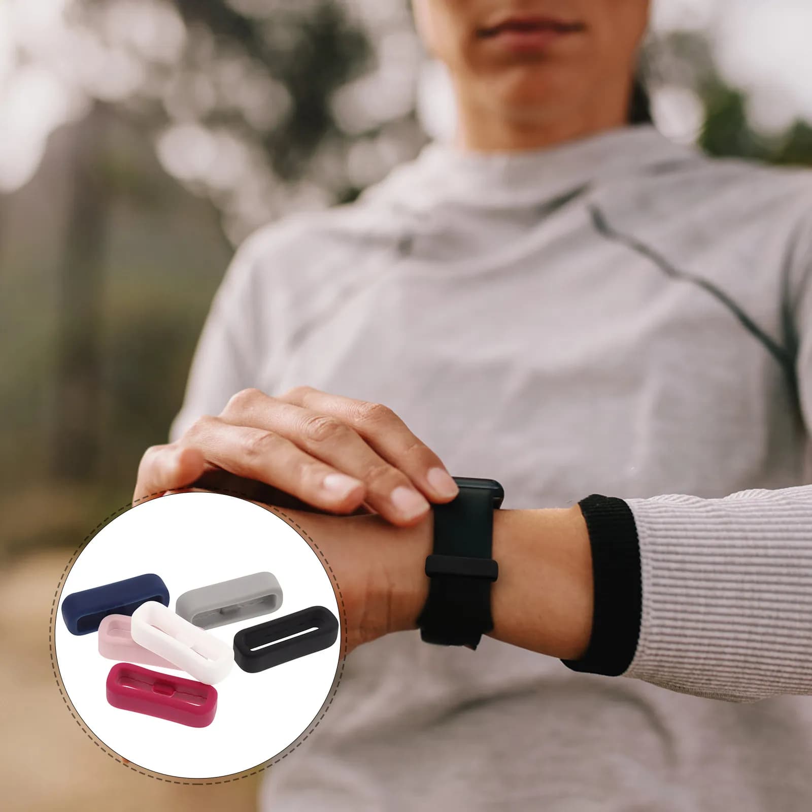 6Pcs Silicone Watch Strap Loop Keeper Retainer Rings Easy Slide on Clasp Secure Band in Place Prevent Loss Damage Comfortable