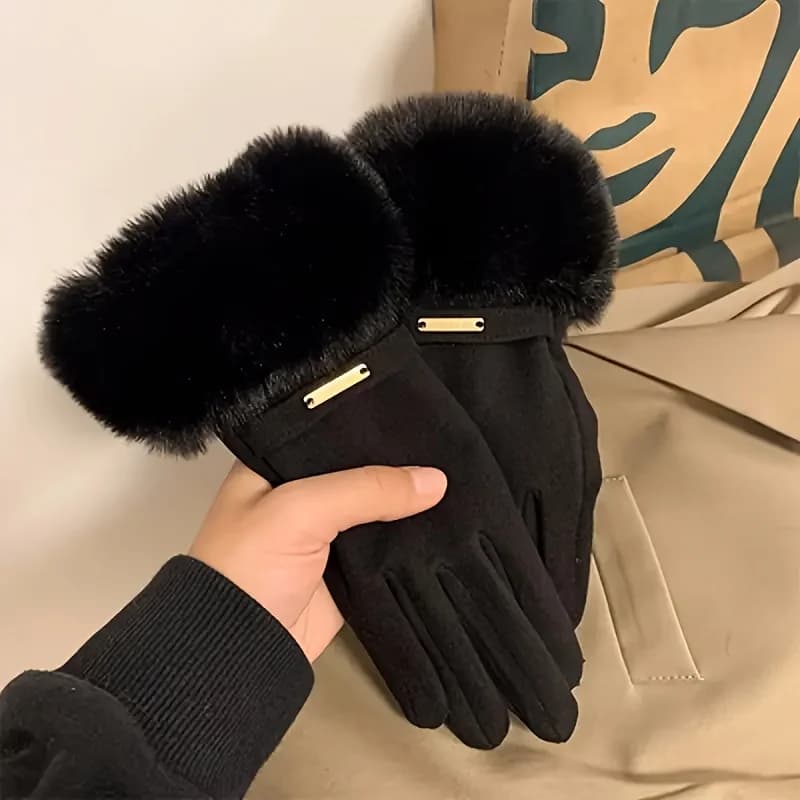 Guanti touch screen da guida spessi invernali da donna, antivento e caldi