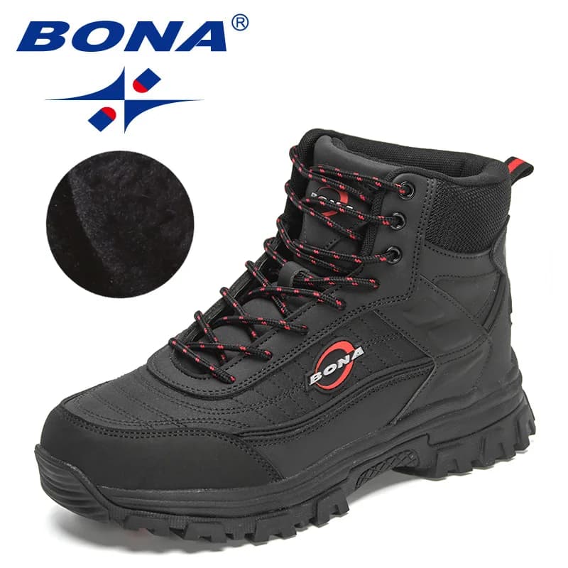BONA Nuovo Designer Nubuck Anlke Stivali da uomo High Top antiscivolo Stivali da trekking Uomo Peluche Caldo Inverno Stivaletti Calzature da passeggio