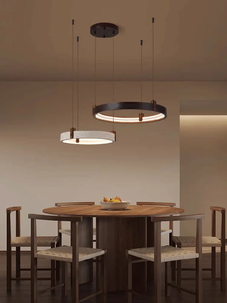 Anello in legno di pietra Lampadario a LED dimmerabile fai-da-te Illuminazione Lustre Lampada a sospensione Para Sala Estar Lampade a sospensione per soggiorno