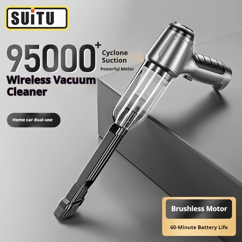 Aspirapolvere portatile senza fili ad alta aspirazione 2 in 1 con funzione soffiante e aspirante, motore brushless potente, lunga durata della batteria, per auto e casa.