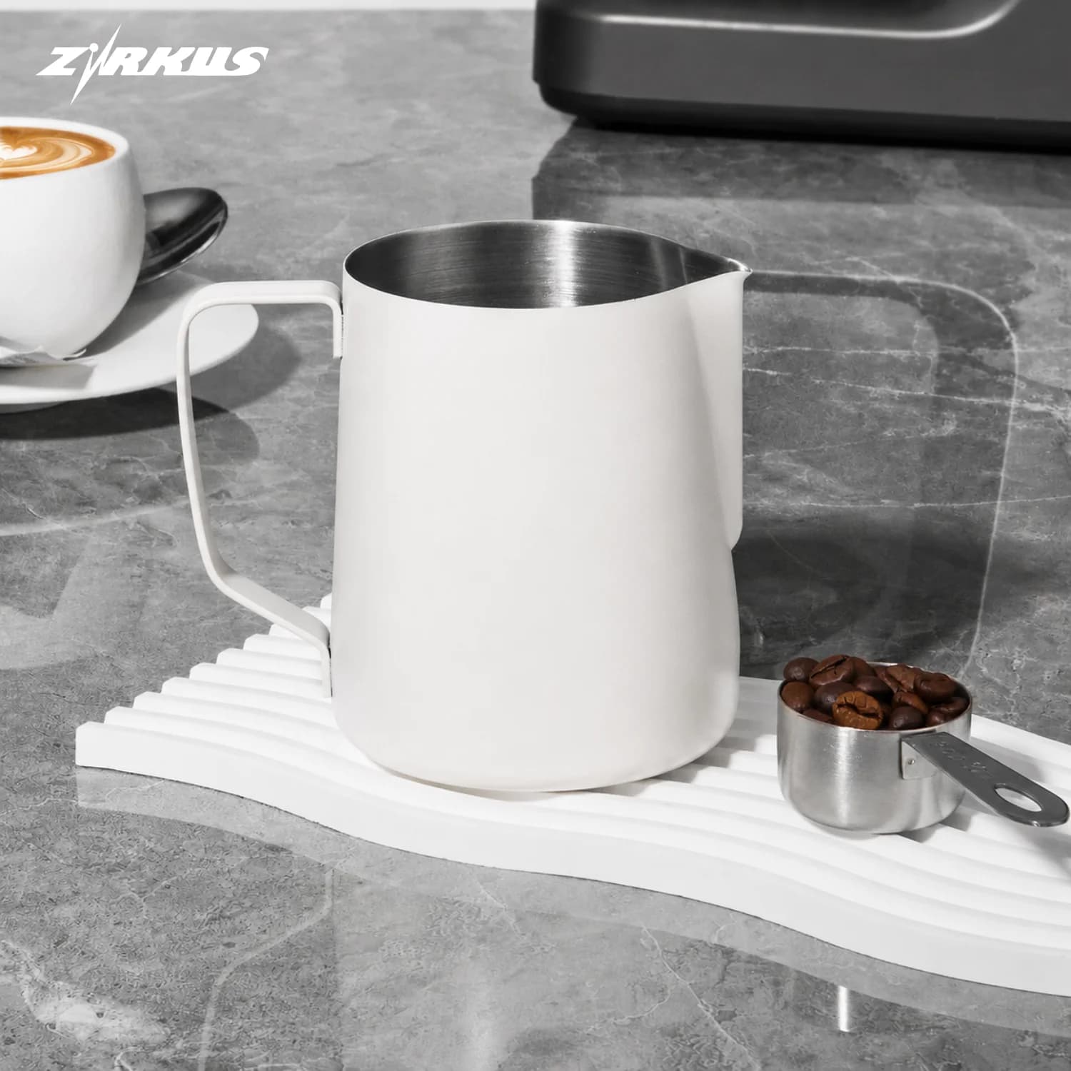 ZIRKUS Milk Frother Jug Stainless Steel Container 350ML 600ML Frothing Pitcher Coffee Cup Latte Barista Espresso Maker Accessory