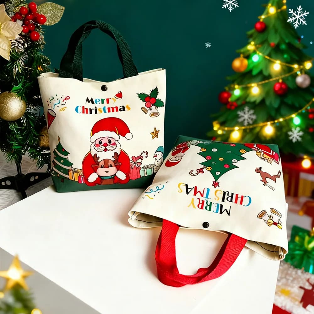 Borsa per la spesa multifunzionale riutilizzabile per regali di Natale e sacchetti regalo da viaggio quotidiano Custodia ecologica
