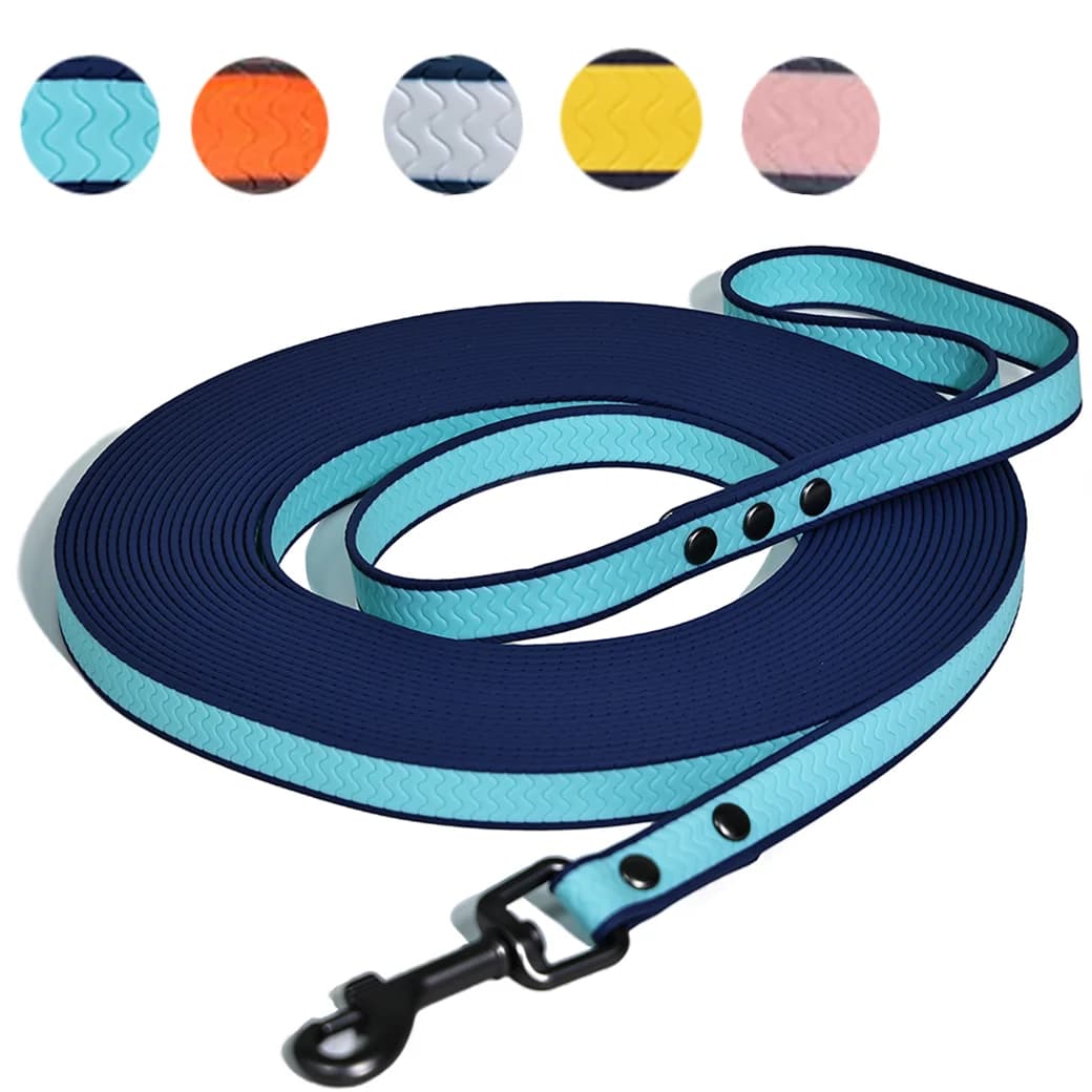 2mm Thick Wavy Anti-slip PVC Dog Training Leash Waterproof Long Tracking Lead 5M/10M/15M 1.5cm Wide For Small Medium Dogs