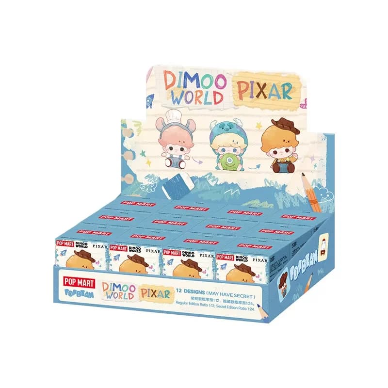 POPMART POP BEAN DIMOO WORLD PIXAR Series Mini Doll Blind Box Guess Bag Desktop Decoration Blind Bag Toys Anime Figure Cute