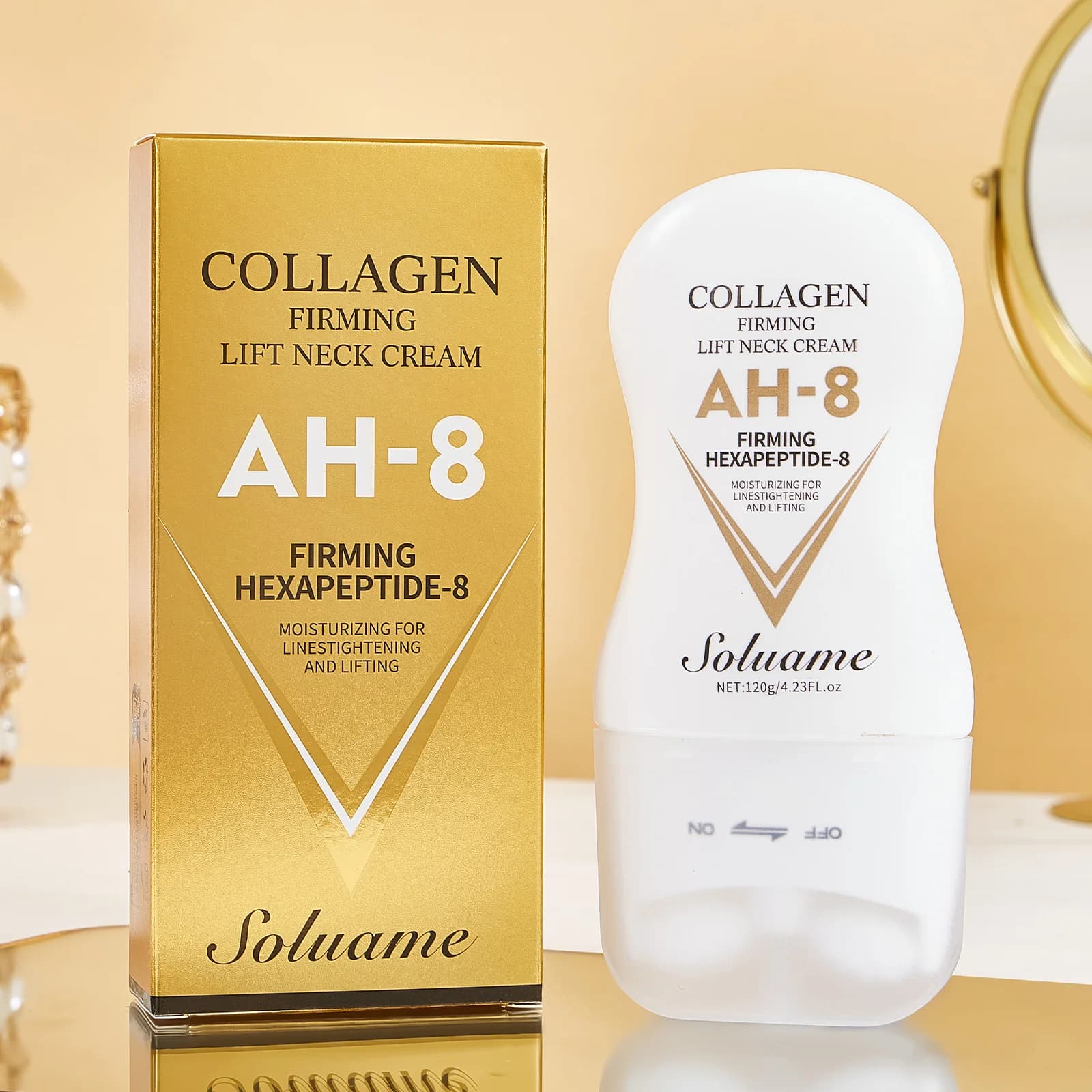 Crema per il collo al collagene rassodante e liftante Lozione idratante per il collo con rullo massaggiante Facilmente assorbibile, massaggia la cura della pelle del collo