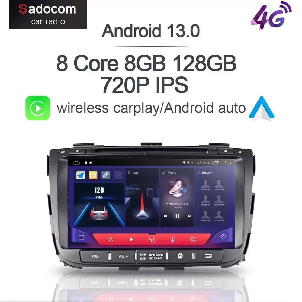 720P 8 "IPS DSP 2 din Android 13.0 8 core 8GB RAM 128GB autoradio GPS lettore DVD per auto autoradio per kia SORENTO 2013 2014 PX6