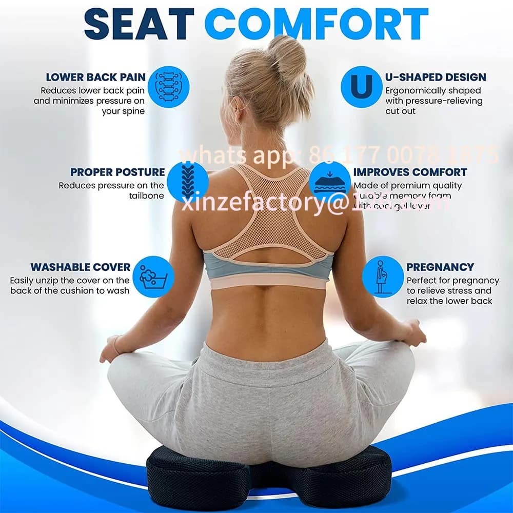 Improved seat cushion in customizable gel Protective cushion in anti-slip orthopedic gel and memory foam Coccyx for office chair for car