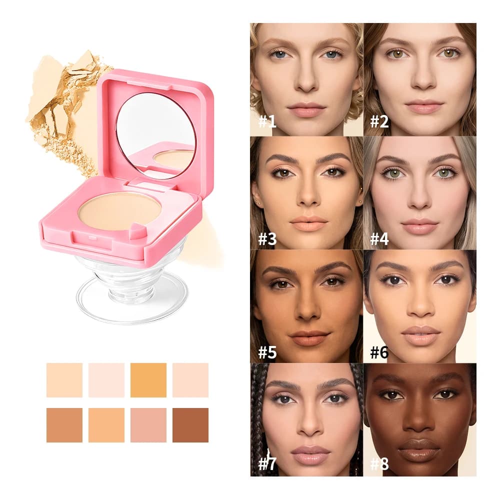 2 In 1 Easy Bake Setting Pressed Powder Phone Grip, Brightening Long Lasting Oil Control Smooth Matte Finish Lock In Makeup