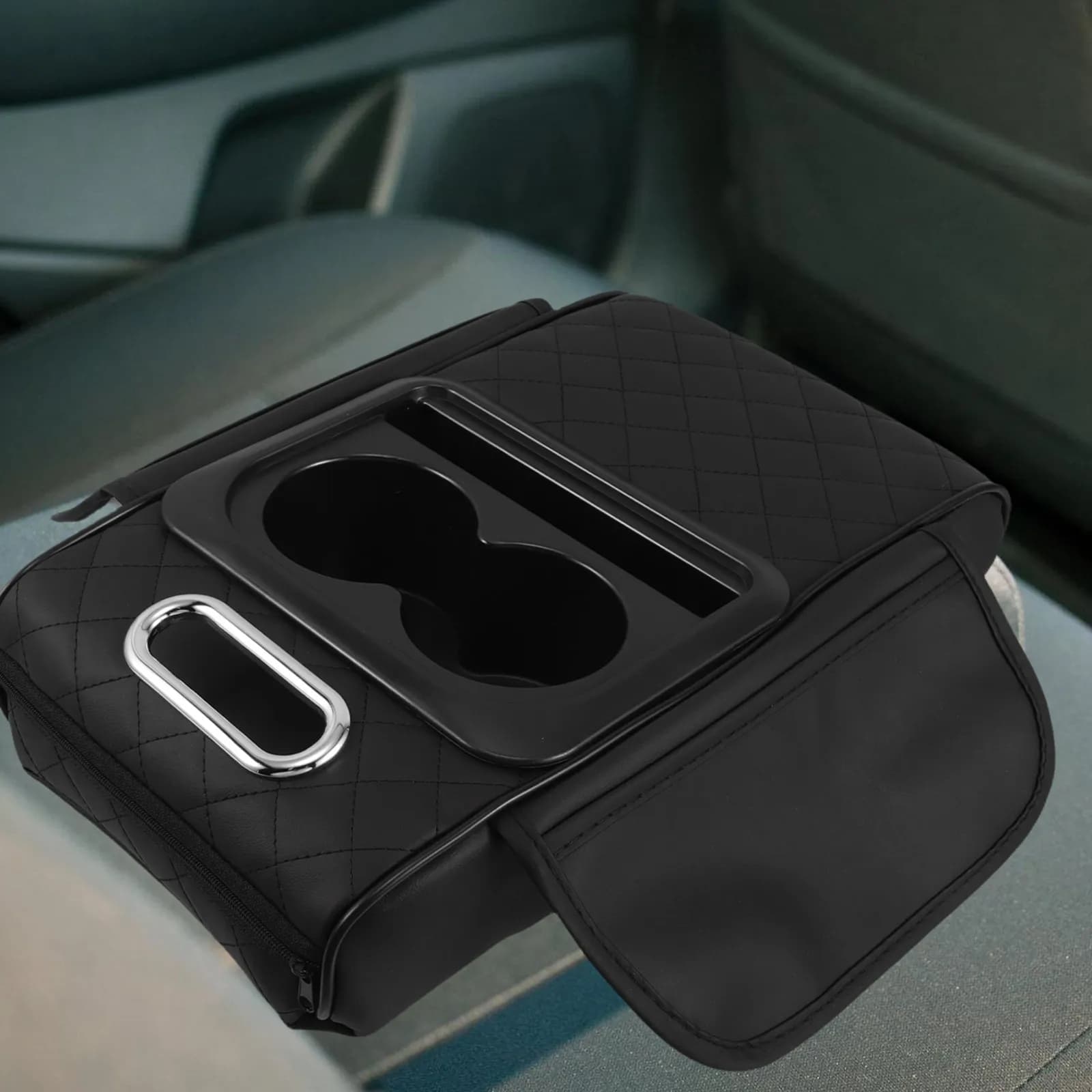 Car Armrest Box Pad Universal PU Comfort Booster Cushion Cup Holder Tissue Storage Holder Vehicle Interior Decoration