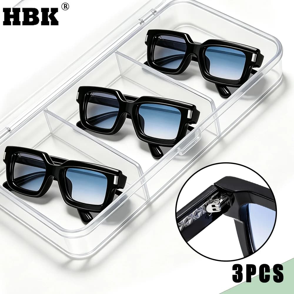 1/2/3 Pcs HBK Wholesale Vintage Punk Men Square Sunglasses Brand Design Small Frame Sun Glasses Travel Glasses Gift Ideal Choice