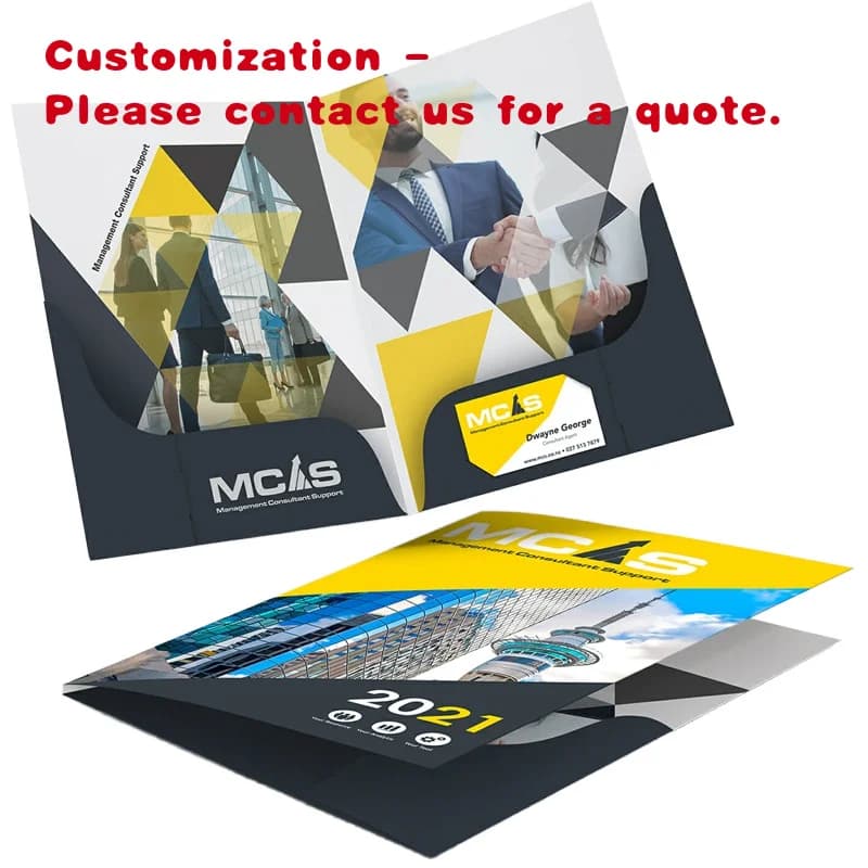 personalizzato. Portadocumenti stampato personalizzato Cartella a due tasche con catalogo di presentazione in carta Kraft con rilegatura di foglietti piegati