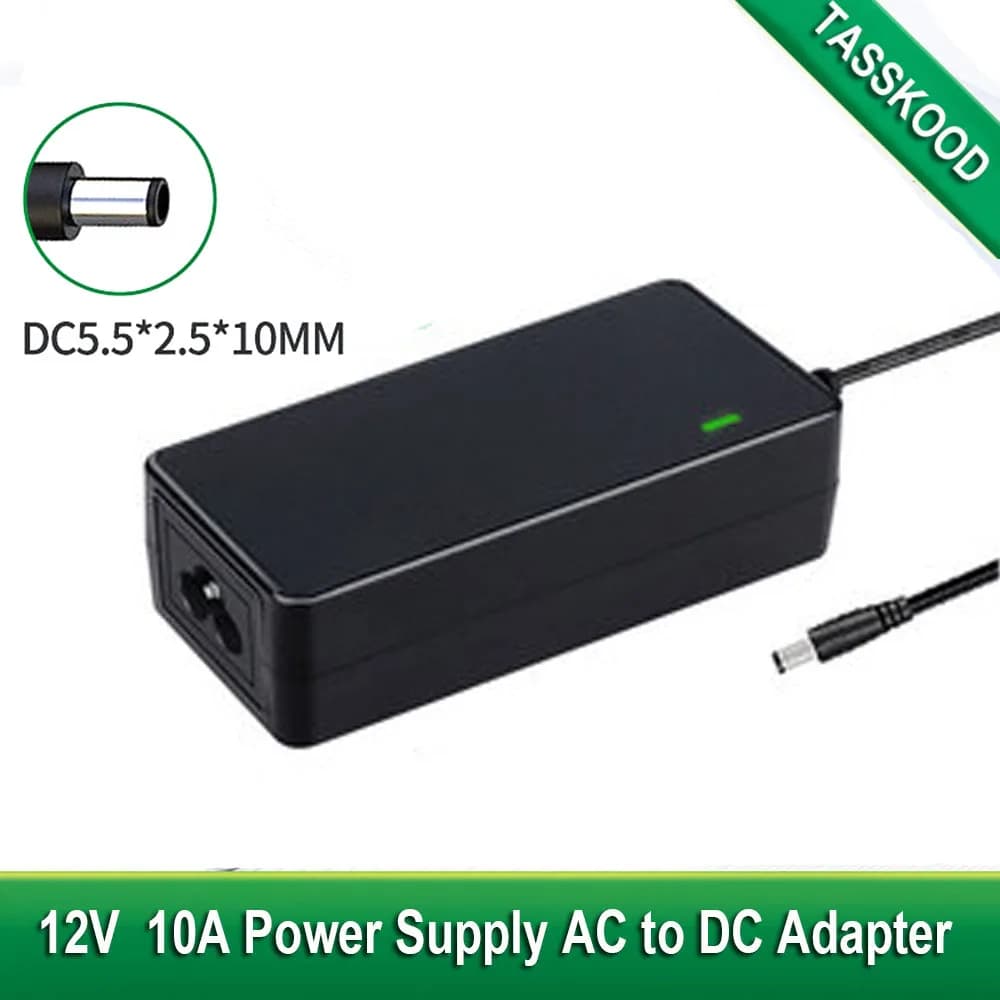 Alimentatore 120W 12V 10A, Convertitore AC/DC da 100-240V a 12V con Spina 5.5x2.5mm per Telecamere CCTV e Strisce LED
