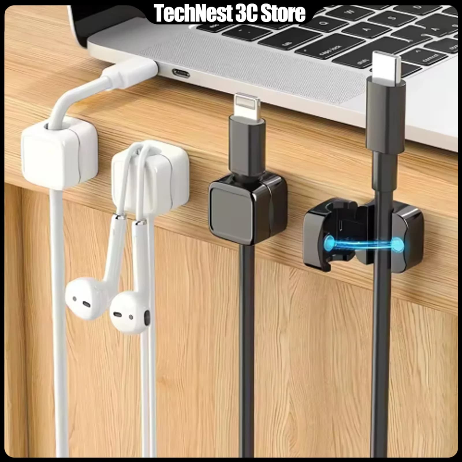 Organizzatore Magnetico per Cavi 6/12 Pezzi, Clip per Gestione Cavi, Avvolgicavo Regolabile da Parete e Sotto Scrivania