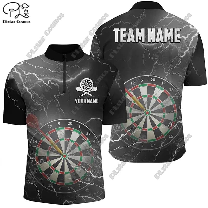 PLstar Cosmos New 3D Printed Darts Polo Polo da uomo con cerniera nome personalizzato lancio freccette Club Team sport Indoor tempo libero 5