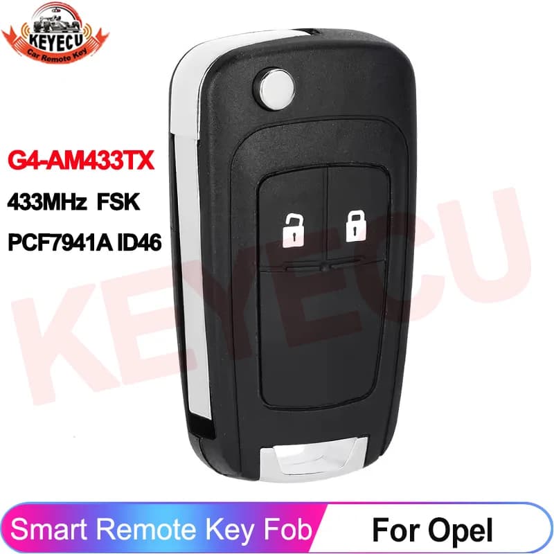 Chiave Telecomando Auto KEYECU G4-AM433TX 433MHz con Chip ID46 PCF7941 per Opel Vauxhall Corsa D 2007-2012 Meriva B 2009-2014