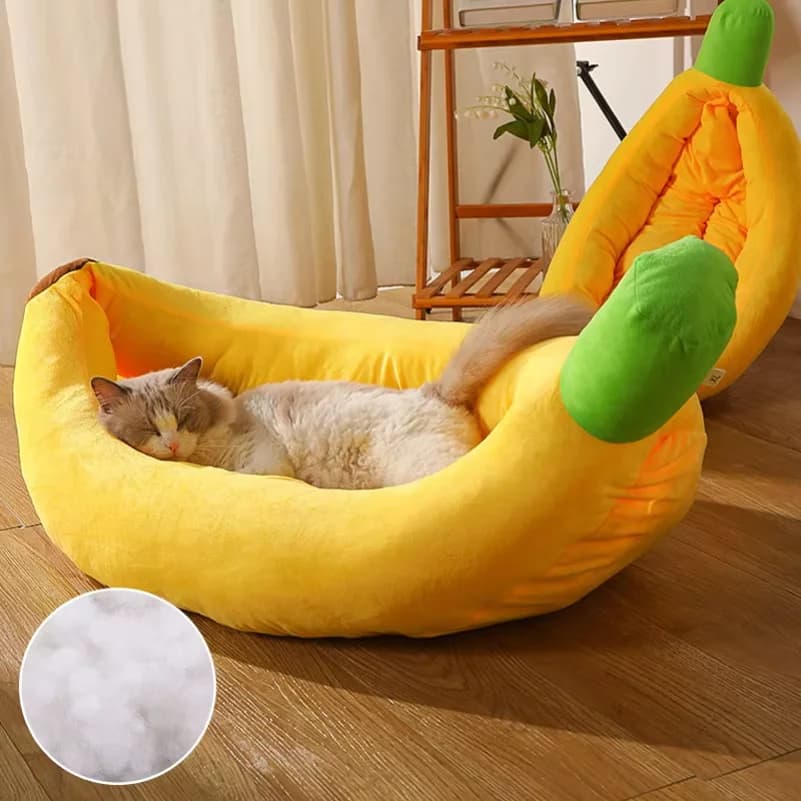 Dogs Bed Cozy Banana Shaped Nest Pets Bed Durable Detachable &Washable Plush Soft Puppy Cushion Pet Nesting Bed for Pet Supplies