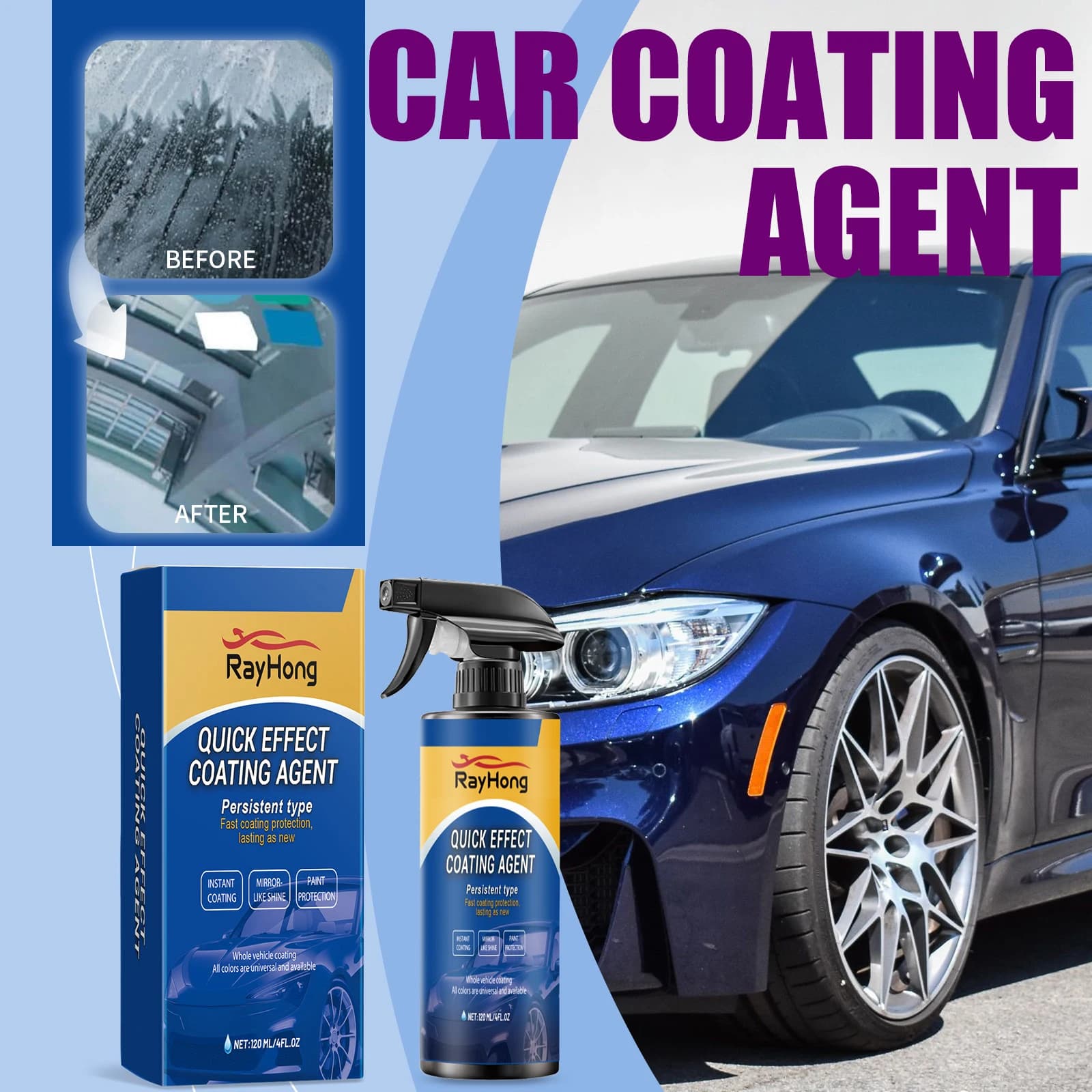 Agente di rivestimento per lucidatura della vernice per auto Spray per rivestimento per auto Agente di rivestimento per vernice per ristrutturazione di lucidatura della strato idrofobico di cristallo automatico