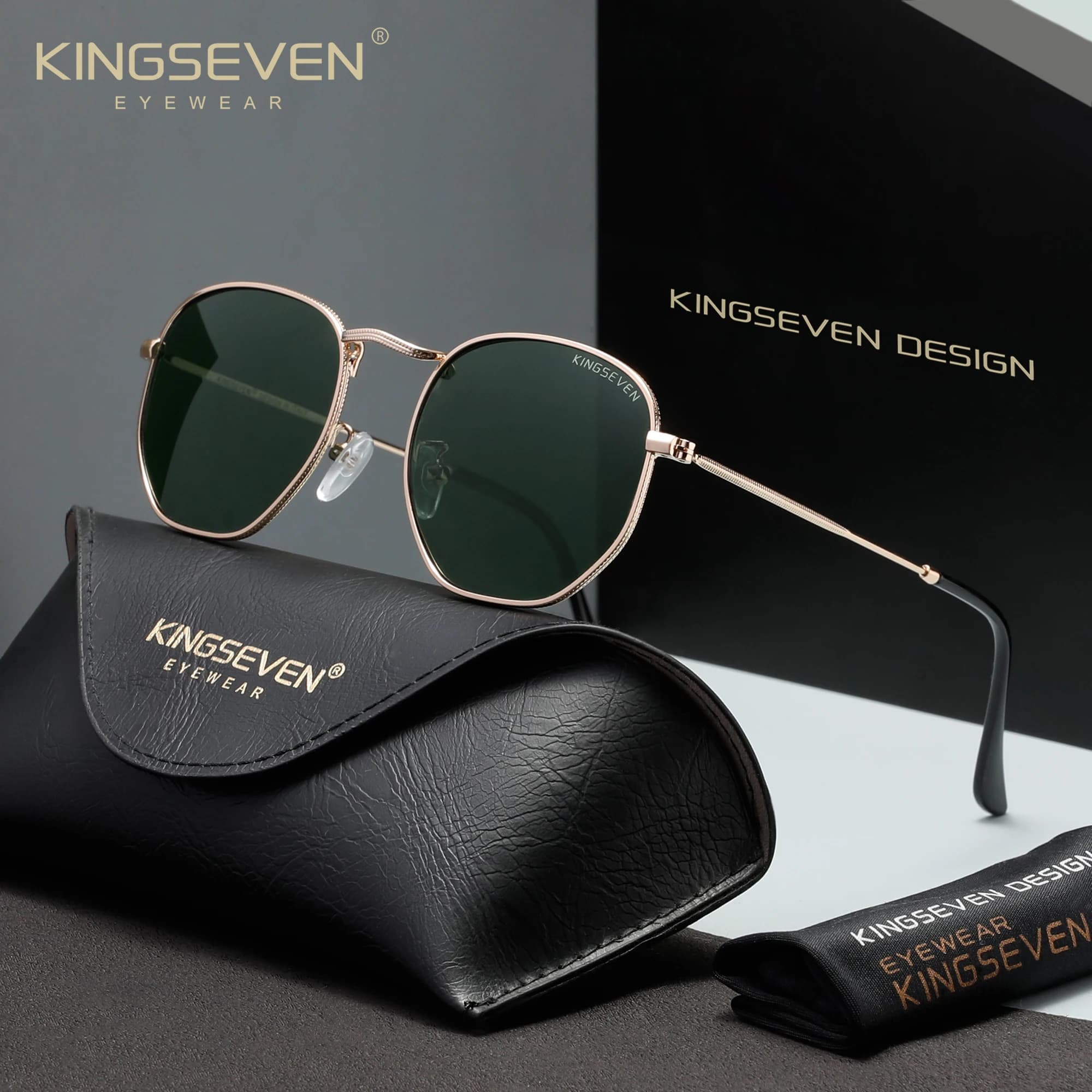 KINGSEVEN Light Weight Thin Frame Polarized Sunglasses Men Women Casual Driving Outdoor Eyewear UV400