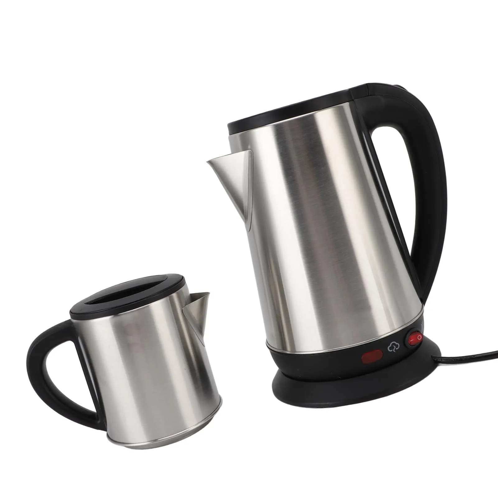 Set Bollitore Elettrico Turco 1L e 2L in Acciaio Inossidabile Nero, Preparatore di Tisane, Doppio Bollitore, Teiera Turca per Uso Domestico 220V