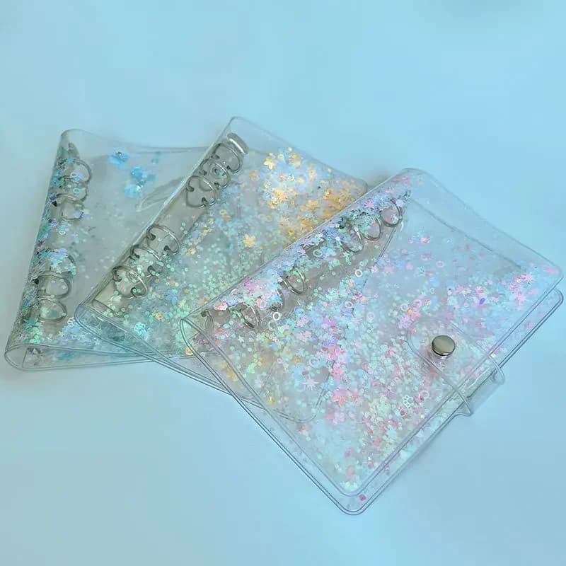 2025 A6 Glitter Bead Shell Notebook trasparente Planner Organizer Raccoglitore Libri Diario Spirale Conchiglia trasparente personale