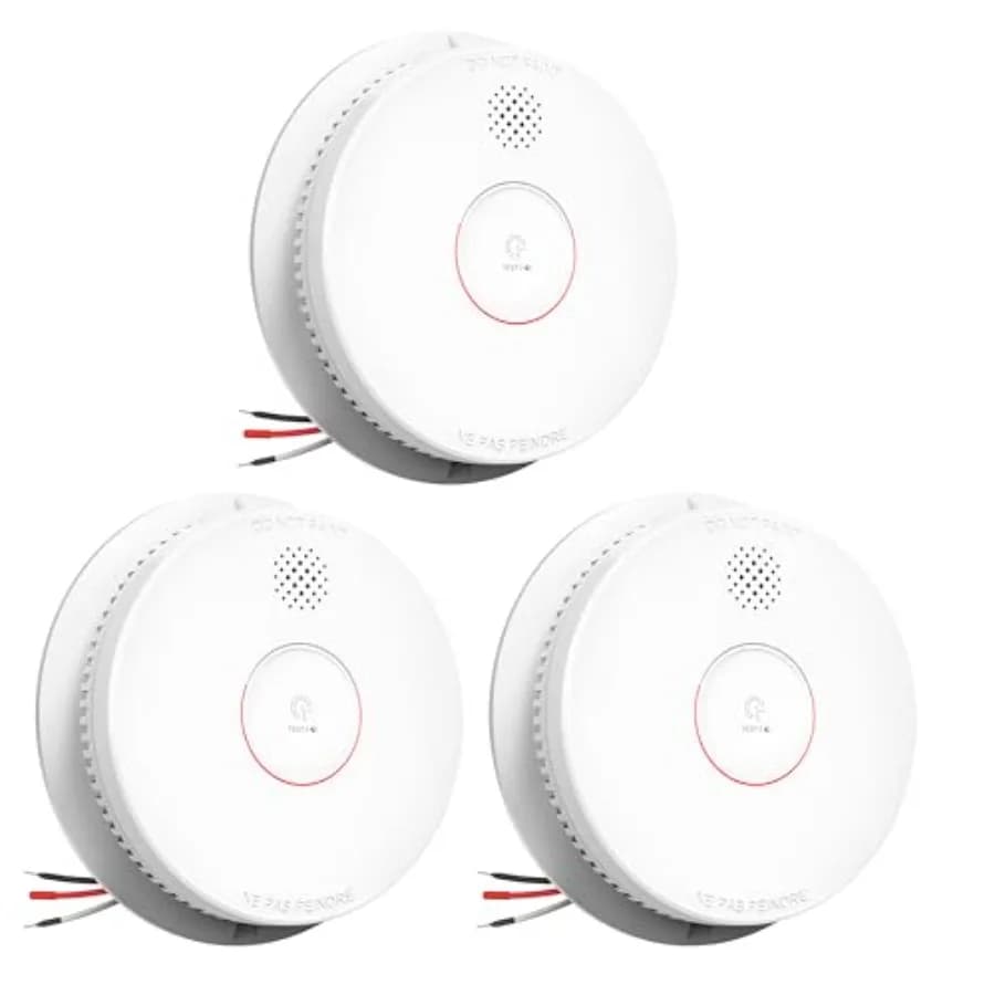 Rilevatore di Fumo Cablato Interconnesso, Allarme Antincendio Fotoelettrico con Batteria di Backup da 9V, Allarme Antincendio con Funzione Test/Silenzio