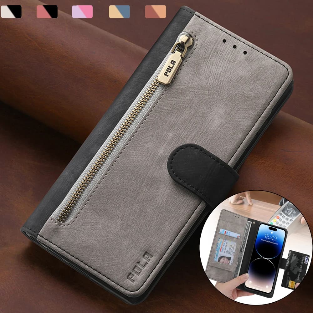 Per iPhone 17 Pro Max 5G Custodia in pelle con cerniera a 5 carte Flip con blocco RFID per iPhone Air Cover di lusso iPhone17 Pro Portafoglio Funda