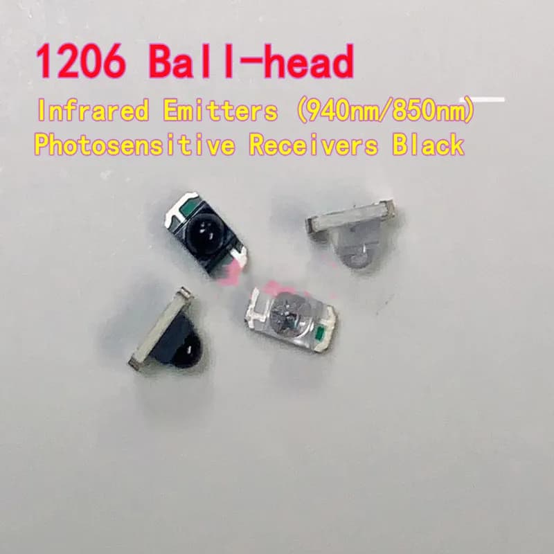 50 pz 1206 IR Emettitore Fotosensibile Ricevente Perline Lampada LED SMD con Lunghezza d'onda 850/940NM Testa a sfera Angolo di emissione di 30 gradi