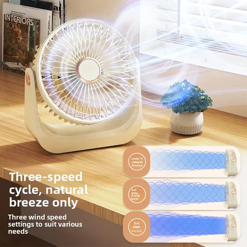 Ventilatore da Scrivania Portatile con Ricarica USB, Ventilatore da Parete, Mini Ventilatore da Tavolo, Ventilatore Elettrico per Casa e Dormitorio