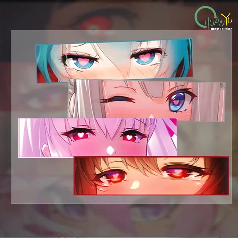 Adesivo riflettente per decorazione auto JDM impermeabile occhi di ragazza anime adesivo antigraffio per auto moto modificato personalizzato