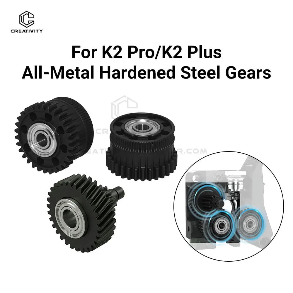 For K2/K2 Pro/K2 Plus Extruder Gear DLC Nickel Coating All Metal Dual Helical Extrusion Gear Kit for K2 Plus K2Pro Hi 3d Printer