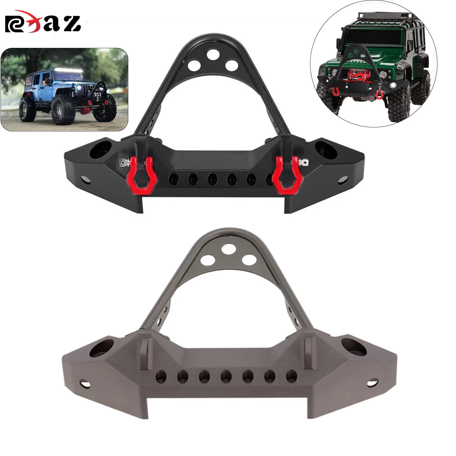 RCXAZ Paraurti Anteriore In Metallo con Luce per 1/10 RC Crawler TRX-4 Axial SCX10 II 90046 SCX10 III AXI03007 Accessori di Aggiornamento Pista